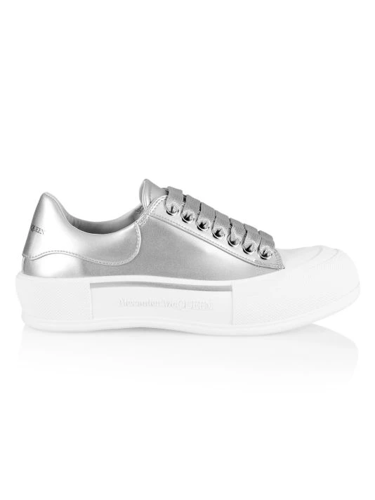 Alexander McQueen Plimsol Metallic Leather Low-Top Sneakers 1 Alexander McQueen Plimsol Metallic Leather Low-Top Sneakers