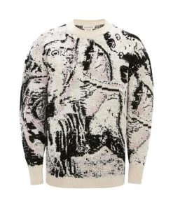 Alexander McQueen Abstract Knit Crewneck Sweater For Men
