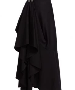 Alexander McQueen Draped Wool Hook Midi-Skirt
