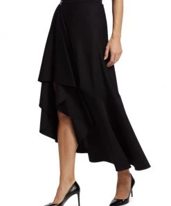 Alexander McQueen Draped Wool Hook Midi-Skirt -Alexander McQueen Elegant store unnamed file 769