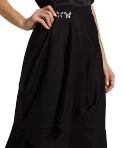 Alexander McQueen Draped Wool Hook Midi-Skirt -Alexander McQueen Elegant store unnamed file 771