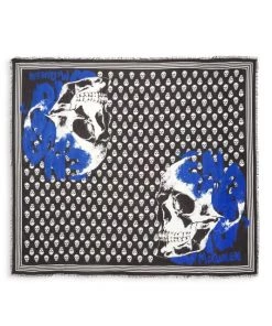 Alexander McQueen Biker Graffiti Skull Scarf For Men Black Yellow
