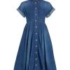 Alexander McQueen Pleated Denim Shirtdress