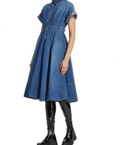 Alexander McQueen Pleated Denim Shirtdress -Alexander McQueen Elegant store unnamed file 797