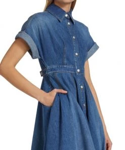 Alexander McQueen Pleated Denim Shirtdress -Alexander McQueen Elegant store unnamed file 799