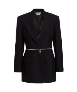 Alexander McQueen Zip Slash Wool Jacket