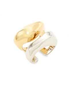 Alexander McQueen Molten Silvertone & Goldtone Stacked Ring