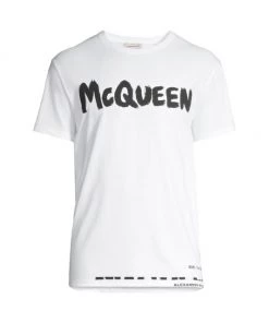 Alexander McQueen Logo-Print Cotton T-Shirt For Men Black Multi -Alexander McQueen Elegant store unnamed file 83
