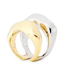 Alexander McQueen Molten Silvertone & Goldtone Stacked Ring -Alexander McQueen Elegant store unnamed file 830