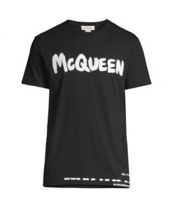 Alexander McQueen Logo-Print Cotton T-Shirt For Men Black Multi -Alexander McQueen Elegant store unnamed file 84