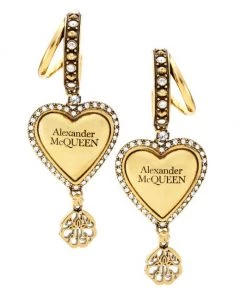 Alexander McQueen Goldtone & Crystal Heart Hoops Earrings