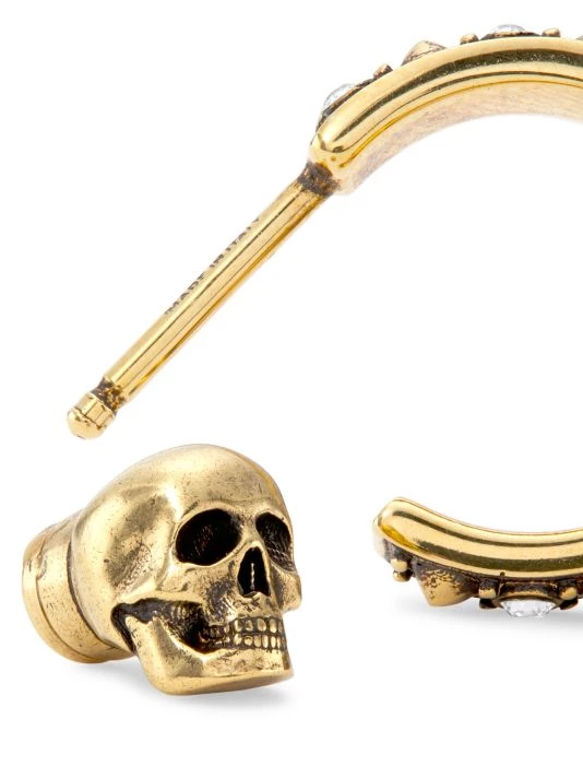 Alexander McQueen Goldtone & Crystal Heart Hoops Earrings 3 Alexander McQueen Goldtone & Crystal Heart Hoops Earrings - Image 3