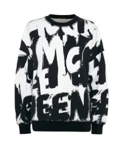 Alexander McQueen Oversized Graffiti-Logo Crewneck Sweatshirt