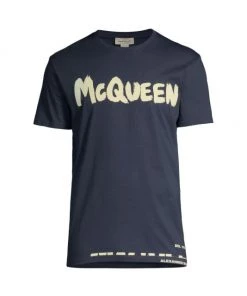 Alexander McQueen Logo-Print Cotton T-Shirt For Men Black Multi -Alexander McQueen Elegant store unnamed file 85
