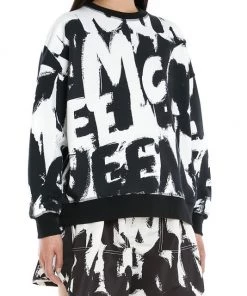 Alexander McQueen Oversized Graffiti-Logo Crewneck Sweatshirt -Alexander McQueen Elegant store unnamed file 850