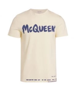 Alexander McQueen Logo-Print Cotton T-Shirt For Men Black Multi -Alexander McQueen Elegant store unnamed file 86