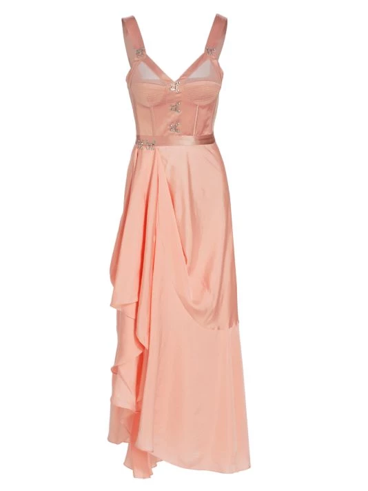 Alexander McQueen Sleeveless Asymmetric Drape Midi-Dress 1 Alexander McQueen Sleeveless Asymmetric Drape Midi-Dress