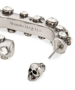 Alexander McQueen Silvertone & Crystal Oval Hoop Earrings -Alexander McQueen Elegant store unnamed file 874
