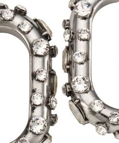 Alexander McQueen Silvertone & Crystal Oval Hoop Earrings -Alexander McQueen Elegant store unnamed file 875