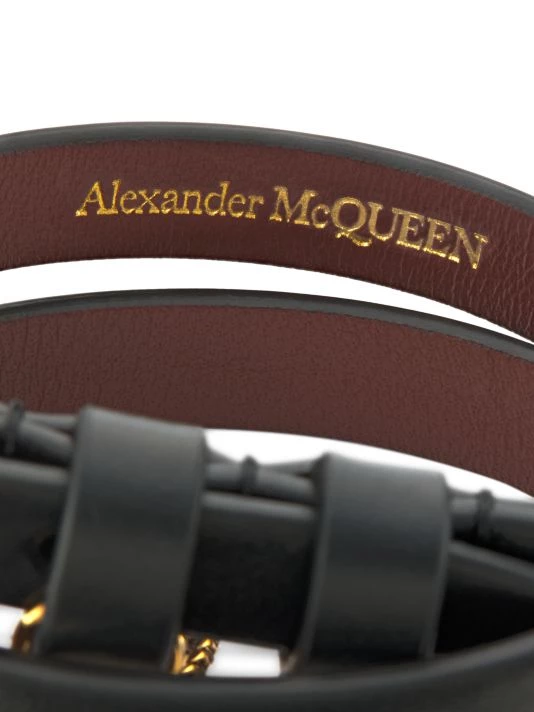 Alexander McQueen Goldtone, Leather & Crystal Double Wrap Bracelet 3 Alexander McQueen Goldtone, Leather & Crystal Double Wrap Bracelet - Image 3