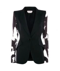 Alexander McQueen Single-Breasted Graffiti-Sleeve Blazer