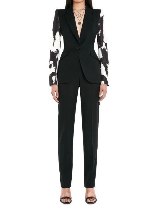 Alexander McQueen Single-Breasted Graffiti-Sleeve Blazer 2 Alexander McQueen Single-Breasted Graffiti-Sleeve Blazer - Image 2