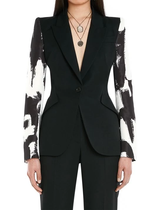 Alexander McQueen Single-Breasted Graffiti-Sleeve Blazer 3 Alexander McQueen Single-Breasted Graffiti-Sleeve Blazer - Image 3