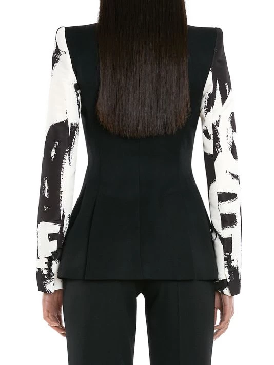 Alexander McQueen Single-Breasted Graffiti-Sleeve Blazer 5 Alexander McQueen Single-Breasted Graffiti-Sleeve Blazer - Image 5