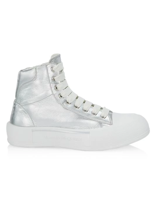 Alexander McQueen Deck Plimsoll Metallic High-Top Sneakers For Men 1 Alexander McQueen Deck Plimsoll Metallic High-Top Sneakers For Men