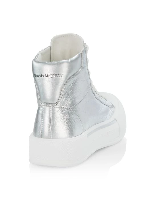 Alexander McQueen Deck Plimsoll Metallic High-Top Sneakers For Men 3 Alexander McQueen Deck Plimsoll Metallic High-Top Sneakers For Men - Image 3