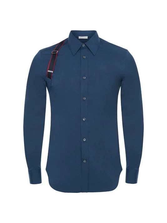 Alexander McQueen Tape Harness Shirt For Men Indigo Ink 4 Alexander McQueen Tape Harness Shirt For Men Indigo Ink - Image 4