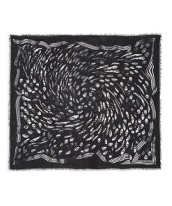 Alexander McQueen Vortex Biker Scarf For Men Black Ivory