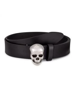 Alexander McQueen 3D Skull Leather Belt For Men