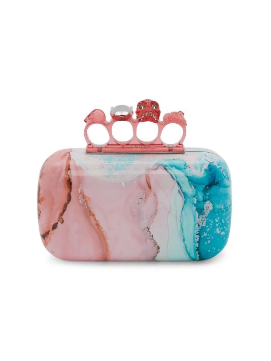 Alexander McQueen Skull Four-Ring Marbled Box Clutch 1 Alexander McQueen Skull Four-Ring Marbled Box Clutch