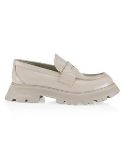 Alexander McQueen Leather Lug-Sole Penny Loafers