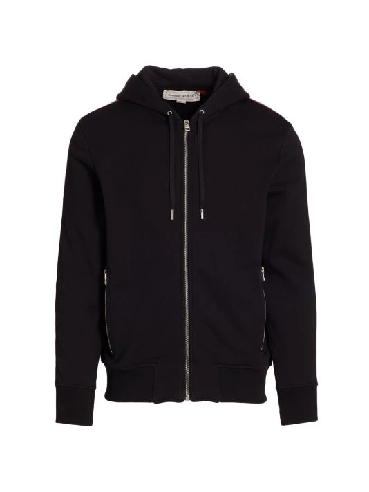 Alexander McQueen Logo Tape Zip-Up Hoodie For Men 1 Alexander McQueen Logo Tape Zip-Up Hoodie For Men