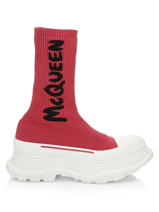 Alexander McQueen Logo Sock Sneakers Black White 1 Alexander McQueen Logo Sock Sneakers Black White